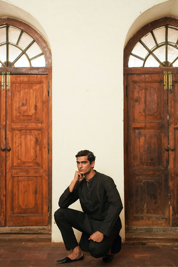 BLACK KURTA PAJAMA SET